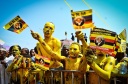 Some of the painted faces at Kololo Airstrip who turned up to celebrate NRM's victory in the just concluded presidential elections
